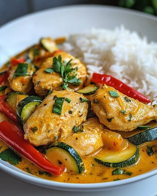 Kycklinggryta med kokosmjölk och grönsaker