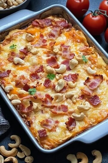 Krämig kycklinggratäng med bacon och cashewnötter